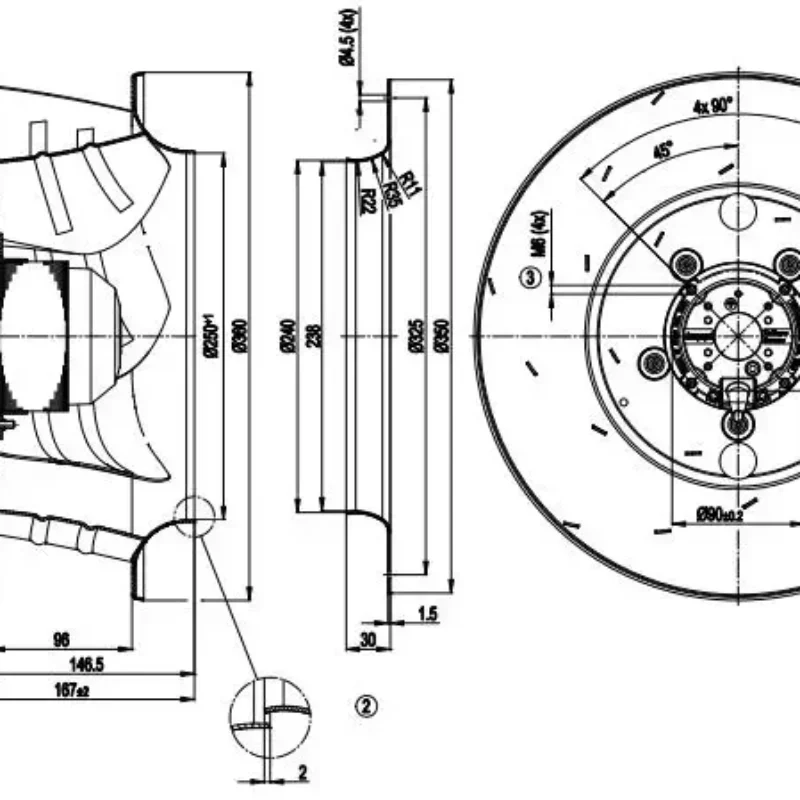 ebmpapst R4E355-AK05-06 230V AC 180/260W 0.8A 355mm HVAC Precision Air Conditioner Centrifugal Fan ebmpapst R4E355-AK05-06 230V AC 180/260W 0.8A 355mm HVAC Precision Air Conditioner Centrifugal Fan