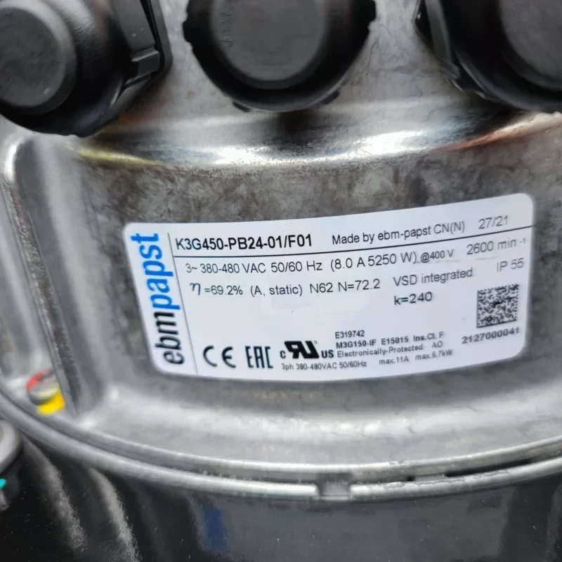 ebmpapst K3G450-PB24-01/F01 400V EC 450mm AHU Plug Fan Precision Air Conditioner Centrifugal Fan K3G450-PB24-03 ebmpapst K3G450-PB24-01/F01 400V EC 450mm AHU Plug Fan Precision Air Conditioner Centrifugal Fan K3G450-PB24-03