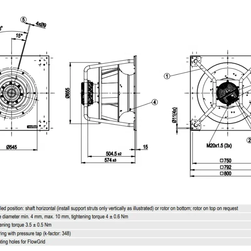 ebmpapst K3G560-PB31-71 380/480V AC 5.1A 3300W 1540RPM 560mm AHU Air Handling Unit Air Conditioner Centrifugal Fan ebmpapst K3G560-PB31-71 380/480V AC 5.1A 3300W 1540RPM 560mm AHU Air Handling Unit Air Conditioner Centrifugal Fan