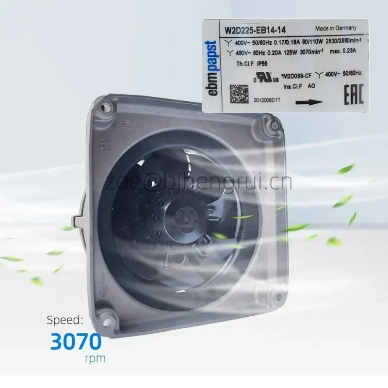 Ebmpapst W2D225-EB14-14 225mm 400V AC 80W 0.21A 2630RPM 3070RPM IP55 Siemens Spindle Motor Fan Ebmpapst W2D225-EB14-14 225mm 400V AC 80W 0.21A 2630RPM 3070RPM IP55 Siemens Spindle Motor Fan