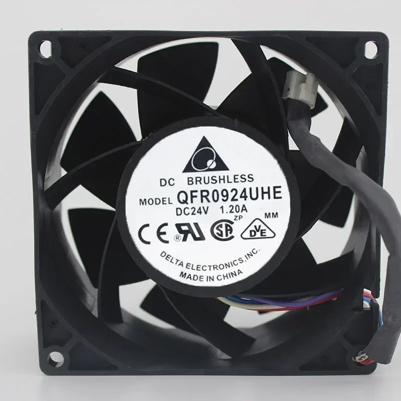 DELTA QFR0924UHE 9038 24V 1.2A 90x90x38mm 5.76W 132CFM 8300RPM Power Axial Fan DELTA QFR0924UHE 9038 24V 1.2A 90x90x38mm 5.76W 132CFM 8300RPM Power Axial Fan