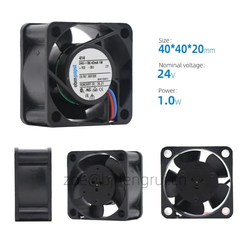 ebmpapst 414 4020 40 x 40 x 20mm 24V DC 1W 42mA 10m3/h 6000rpm Sleeve Bearings Mini Micro Axial Fan ebmpapst 414 4020 40 x 40 x 20mm 24V DC 1W 42mA 10m3/h 6000rpm Sleeve Bearings Mini Micro Axial Fan