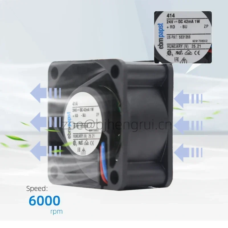ebmpapst 414 4020 40 x 40 x 20mm 24V DC 1W 42mA 10m3/h 6000rpm Sleeve Bearings Mini Micro Axial Fan ebmpapst 414 4020 40 x 40 x 20mm 24V DC 1W 42mA 10m3/h 6000rpm Sleeve Bearings Mini Micro Axial Fan