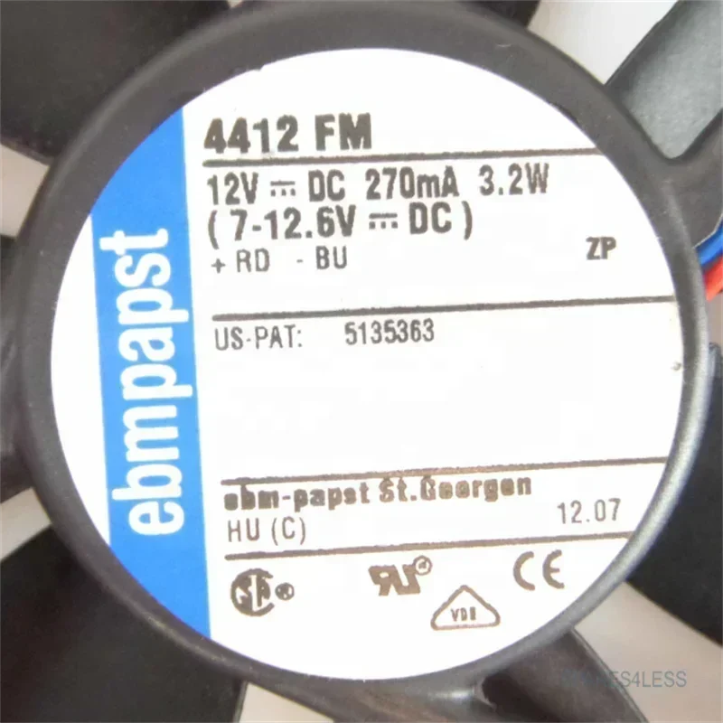 ebmpapst 4412FM 120x120x25mm 12025 12cm 12V DC 0.267A 3.2W 140m3/h 2400rpm High Equipment Servo Axial Fan