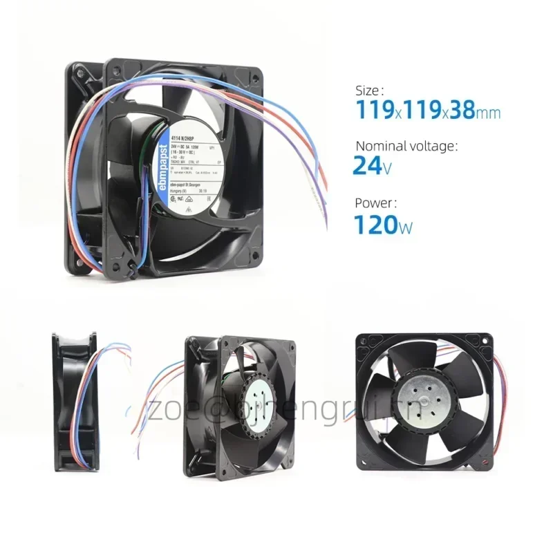 Ebmpapst 4114N/2H8P 12cm 12038 119x119x38mm 24 V DC air Flow 570m3/ h 11000rpm Axial Fan 4114N-2H7P Ebmpapst 4114N/2H8P 12cm 12038 119x119x38mm 24 V DC air Flow 570m3/ h 11000rpm Axial Fan 4114N-2H7P