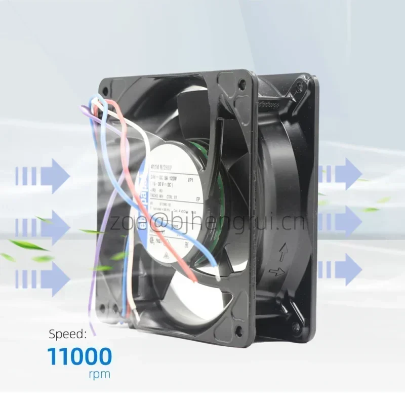 Ebmpapst 4114N/2H8P 12cm 12038 119x119x38mm 24 V DC air Flow 570m3/ h 11000rpm Axial Fan 4114N-2H7P Ebmpapst 4114N/2H8P 12cm 12038 119x119x38mm 24 V DC air Flow 570m3/ h 11000rpm Axial Fan 4114N-2H7P