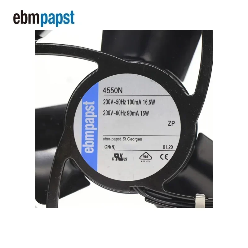 ebmpapst 4550N 119x119x38mm 230V AC 145m3/h 2550rpm 16.5W 12038 12cm Axial Fan ebmpapst 4550N 119x119x38mm 230V AC 145m3/h 2550rpm 16.5W 12038 12cm Axial Fan