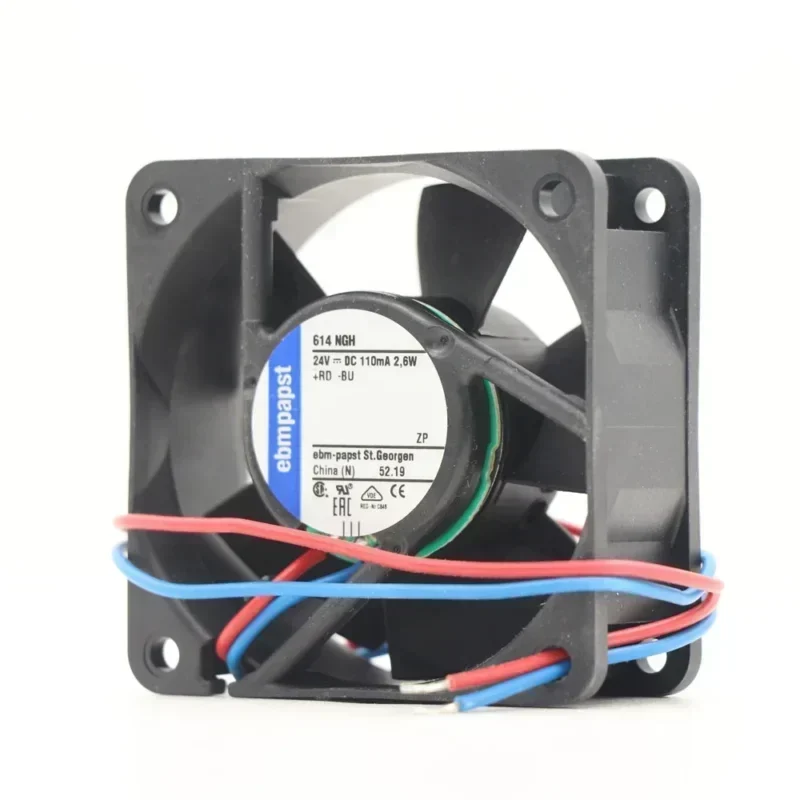 ebmpapst 614NGH 6025 60x60x25mm 43m3/h 24VDC 2.5W 5600RPM Sleeve Bearing Axial Fan for Drive Module ebmpapst 614NGH 6025 60x60x25mm 43m3/h 24VDC 2.5W 5600RPM Sleeve Bearing Axial Fan for Drive Module