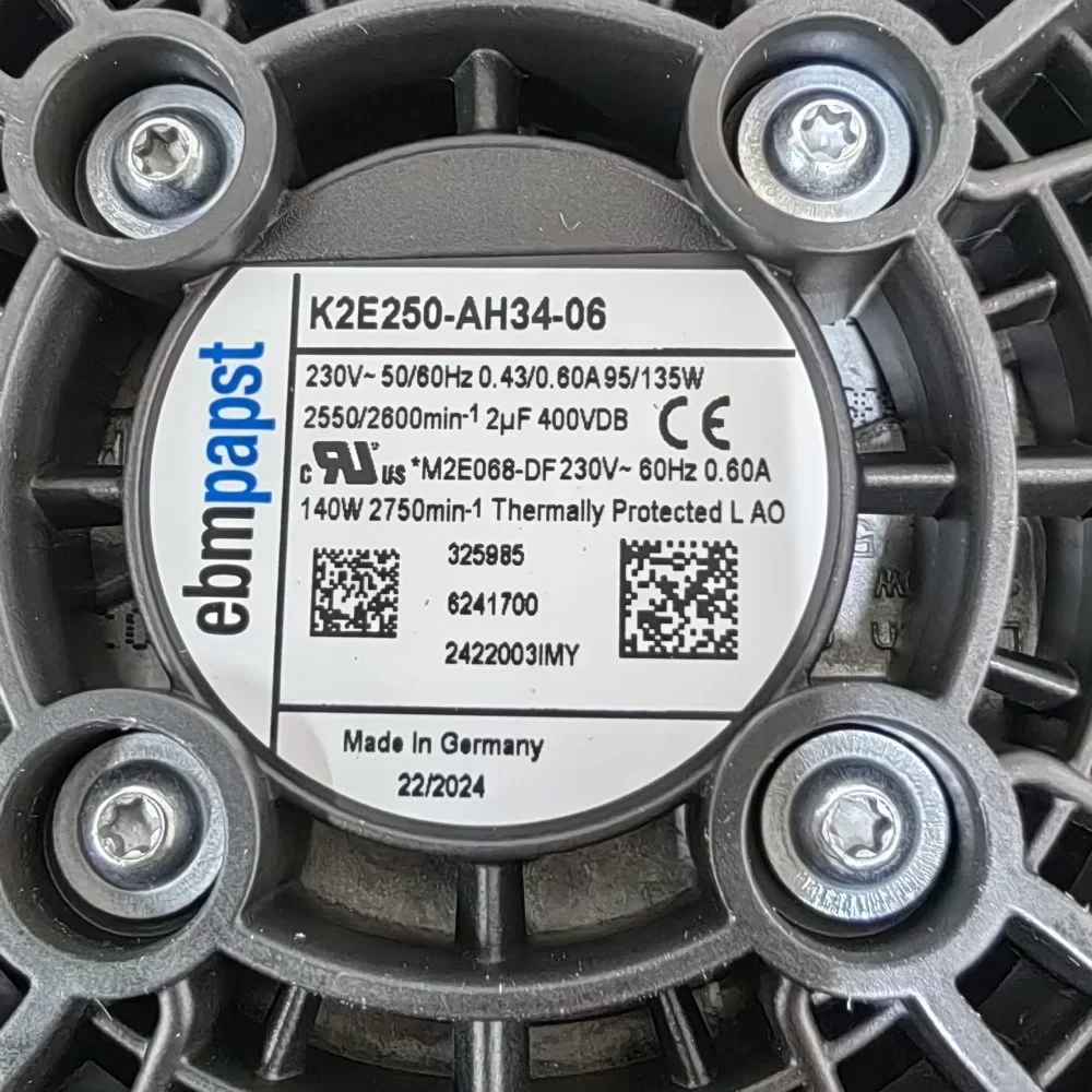 ebmpapst K2E250-AH34-06 AC 230V 250MM 0.43/0.60a 95/135W 2550/2600rpm Fan Free Standing Plastic ebmpapst K2E250-AH34-06 AC 230V 250MM 0.43/0.60a 95/135W 2550/2600rpm Fan Free Standing Plastic