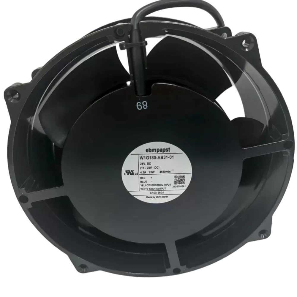 ebmpapst W1G180-AB31-01 Electric 24V 4.3A 93W Axial Fan Plastic 530RPM 68dBA 180mm M1G074-BF 4.3A 93W Fan ebmpapst W1G180-AB31-01 Electric 24V 4.3A 93W Axial Fan Plastic 530RPM 68dBA 180mm M1G074-BF 4.3A 93W Fan