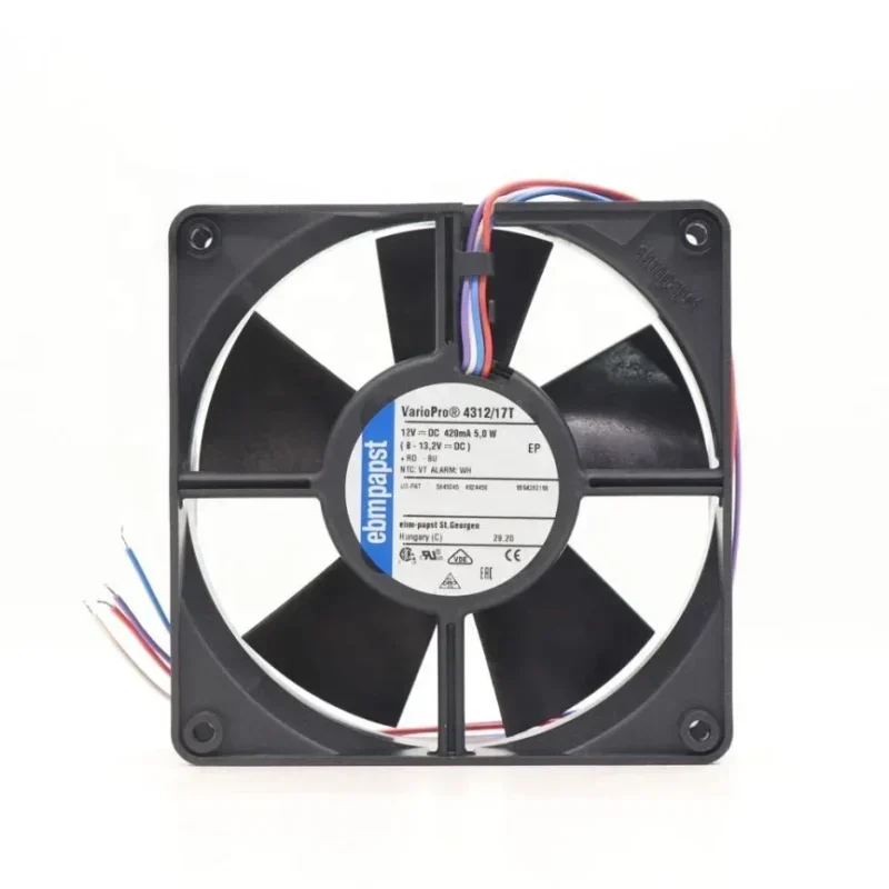ebmpapst 4312/17V 12V DC 380mA 4.6W 12038 12cm 120x120x32mm 170m3/h Axial Fan