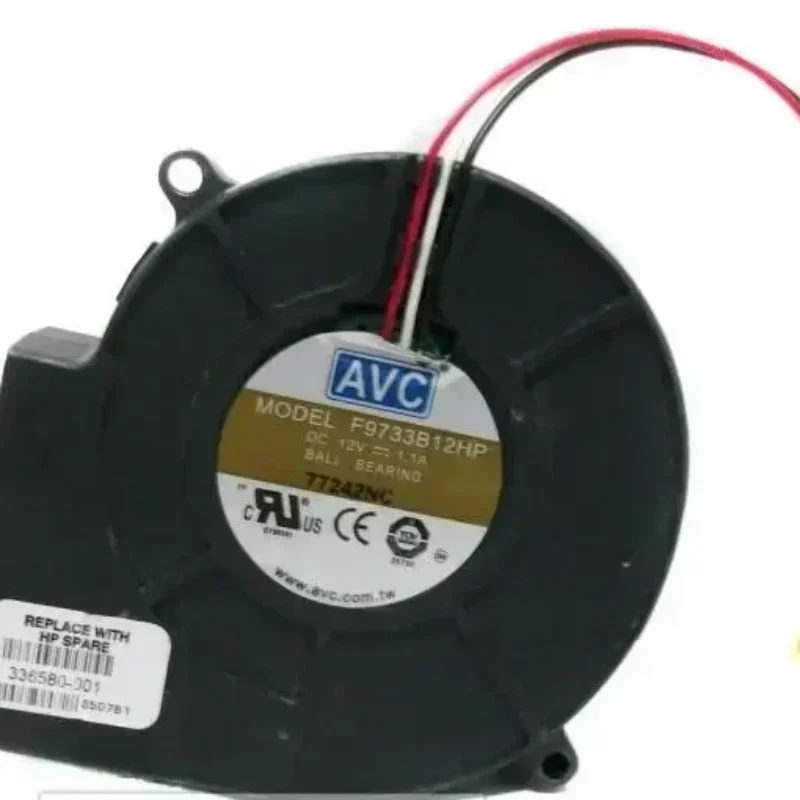 AVC F9733B12HP 12V DC 1.1A 3 Wires 97x94x33mm 10CM 3650RPM 30CFM 13.2W Case Blower for Manufacturing Plant OEM ODM