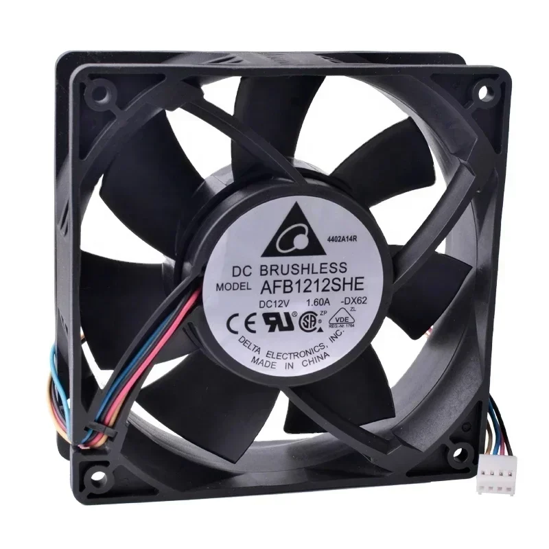 Delta AFB1212SHE 12038 120x120x38mm 12cm 12V DC 12.6W 1.25A 190CFM 4100RPM Axial Fan