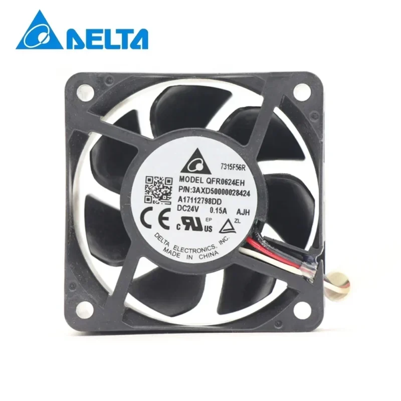Delta QFR0624EH 6025 24V DC 60x60x25mm 0.15A 6800RPM Axial Fan for ABB 3AxD50000028424