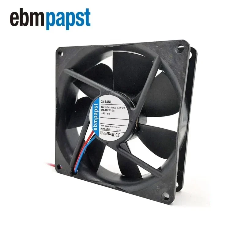 ebmpapst 3414NL 24V DC 1.1W 61m3/h 9225 92x92x25mm 9cm 23dBA Axial Fan