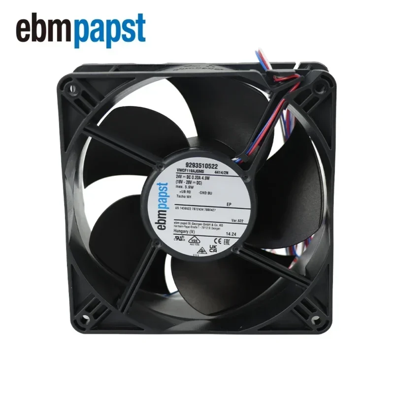 ebmpapst 4414/2N-522 DC 119x119x38mm 24V DC 3650rpm 205m³/h Axial Fan 9293510522