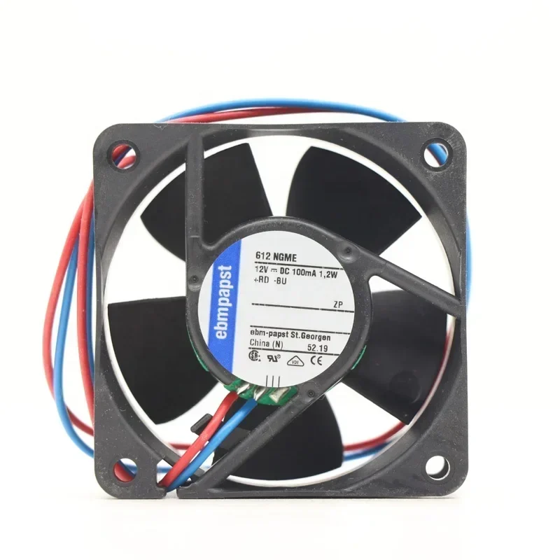 ebmpapst 612NGME 12V DC 6cm 60x60x25mm 1.2W 0.1A 4100 RPM Sleeve Bearing Heating Boiler Compact Small Axial Fan