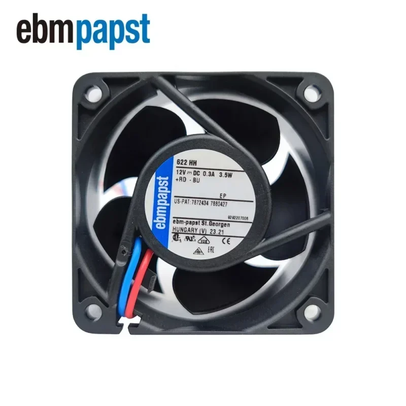 ebmpapst 622HH 60 x60x 25mm 12 V DC 56m3/h 8200rpm 12V DC 0.295A 3.5W High End Equipment Axial Fan