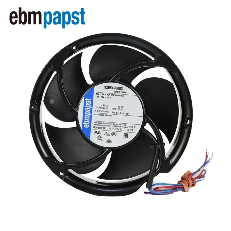 ebmpapst 6318/2TDHHP 48VDC 7000RPM 67W Aluminum Wire Lead-4 DC Fans Tubeaxial for Chassis