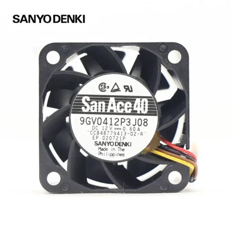 Mini Fan Sanyo 9GV0412P3J08 12V DC 0.60A 40x40x28mm 4cm 4wires Fanuc Equipment Mini Server Axial Fan