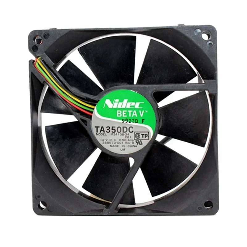 NIDEC TA350DC M34138-34 92x92x25mm 9225 9cm 42CFM 4500RPM 12V DC 0.50A Schneider Axial Fan TA350DC M34691-33