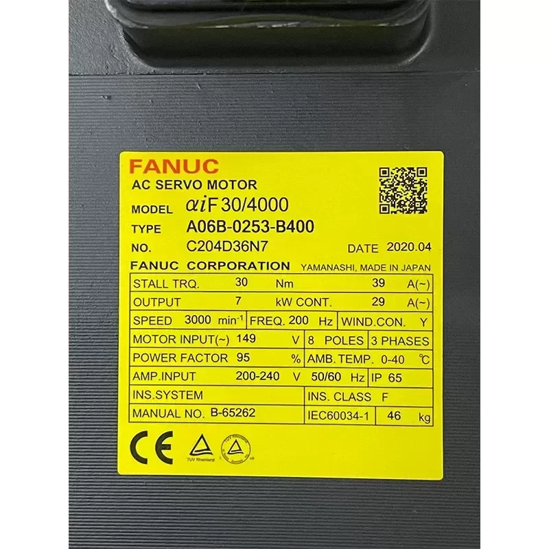 A06B-0253-B400 Alpha CNC AC FANUC Servo Motor A06B-0253-B400 Alpha CNC AC FANUC Servo Motor