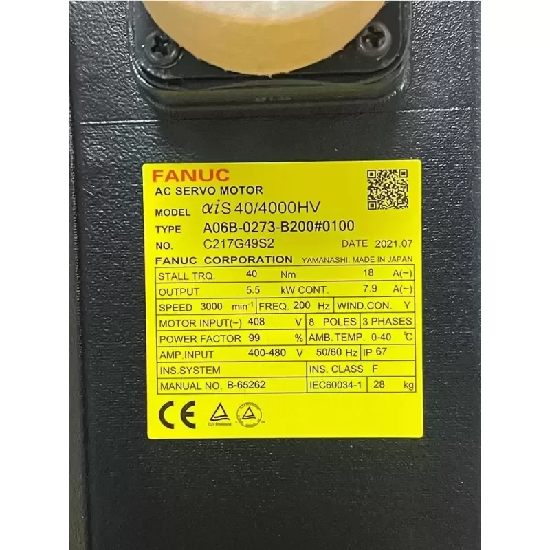 A06B-0273-B200#0100 FANUC A06B0273B2000100 Servo Motor A06B-0273-B200#0100 FANUC A06B0273B2000100 Servo Motor