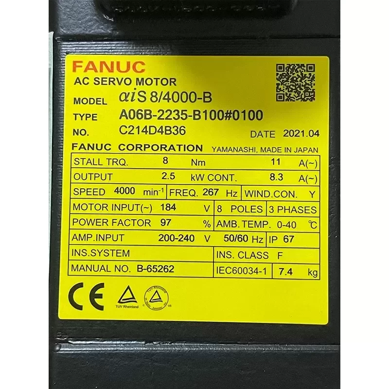 A06B-2235-B100#0100 FANUC Motor Servo A06B-2235-B100#0100 FANUC Motor Servo
