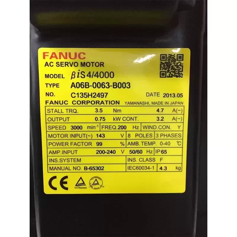 Alpha A06B-0063-B003 CNC AC FANUC Servo Motor Alpha A06B-0063-B003 CNC AC FANUC Servo Motor