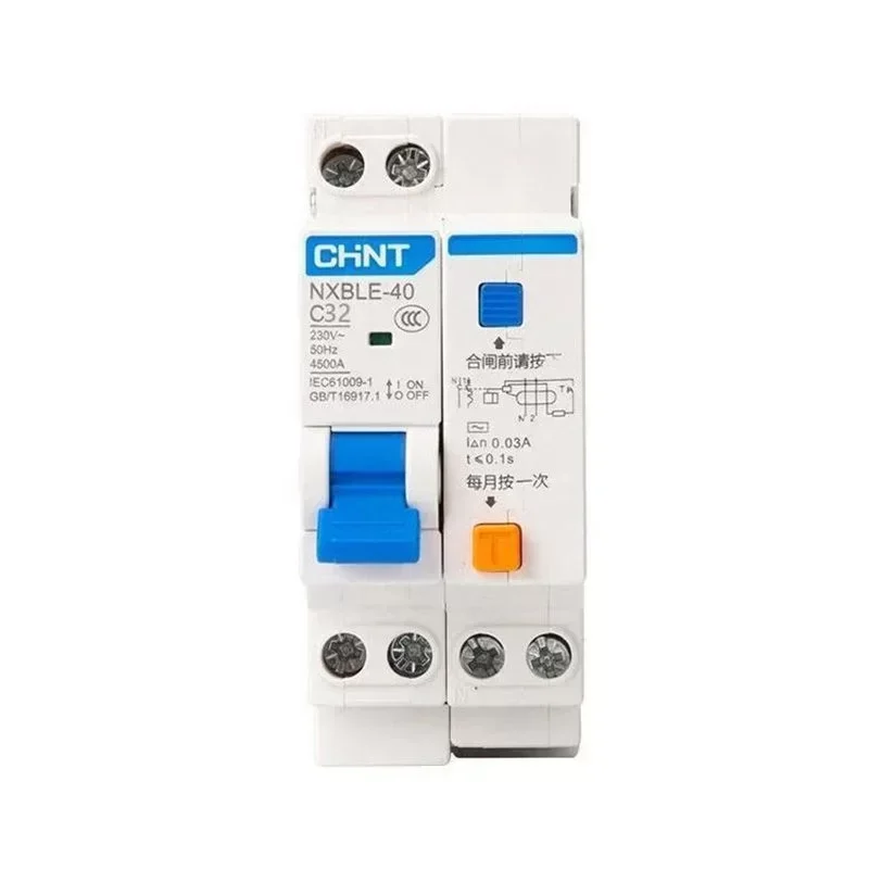 Chint NXBLE-40 Miniature Circuit Breaker 6~40A 1P+N RCCB Residual Current Breaker 4.5ka Breaking Capacity