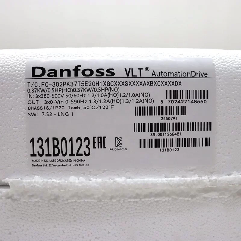 Danfoss 131B0123 VLT FC-302 Automation Drive 0.37 kW 0.5 HP 3-Phase 380-500 V Frequency Inverter Danfoss 131B0123 VLT FC-302 Automation Drive 0.37 kW 0.5 HP 3-Phase 380-500 V Frequency Inverter