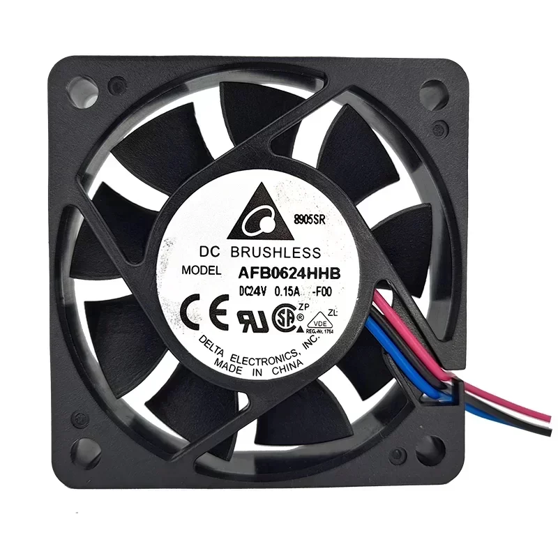 Delta AFB0624HHB-F00 24V DC 0.15A Axial Cooling Brushless Fan 4500RPM 17.3CFM Ball Bearing Plastic
