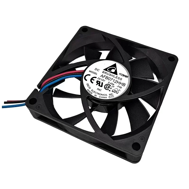 Delta AFB0712HHB-F00 Axial Fans 4300RPM 70x70x15mm Ball Bearing 12V DC 0.45A Plastic Blade 37.54CFM
