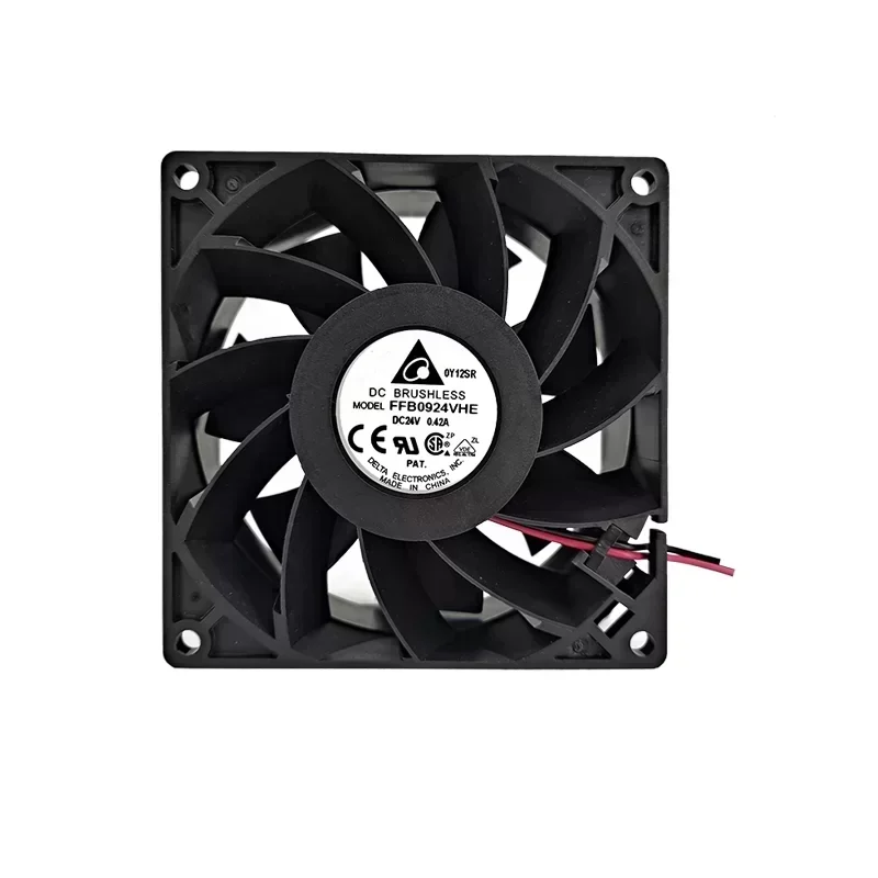 Delta FFB0924VHE 24V DC 0.42A Ball Bearing Axial Fan 92x92x38mm 3800RPM 85.46CFM Plastic Blade