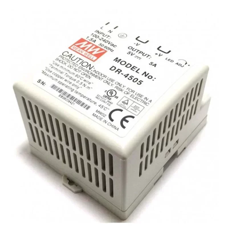 DR-4505 Single Output 45W 5V Mean Well Switching Power Supply DR-4505 Single Output 45W 5V Mean Well Switching Power Supply