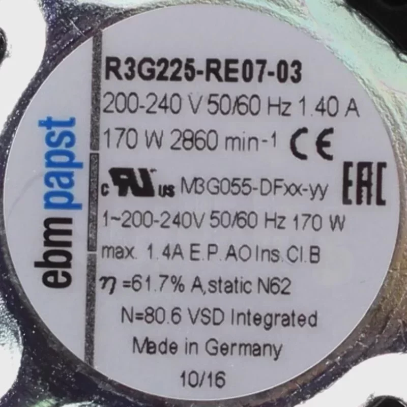 Ebmpapst R3G225-RE07-03 170W 230V EC 225mm Centrifugal Fan