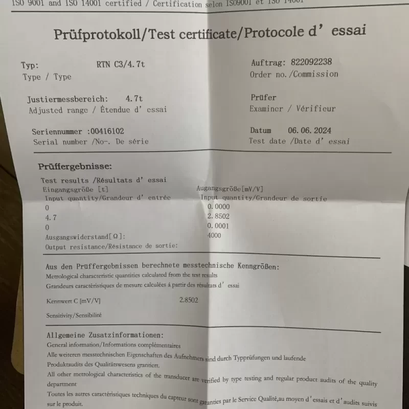 HBM RTN C3/4.7t Torsion Ring Load Cell Force Sensor HBM RTN C3/4.7t Torsion Ring Load Cell Force Sensor