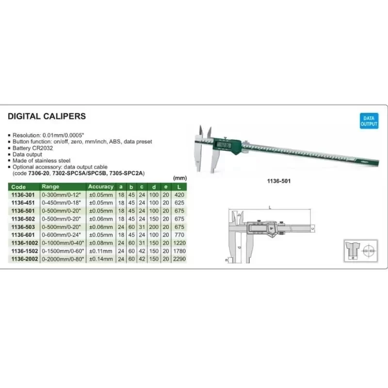 INSIZE 1136-601 Digital Vernier Caliper to 600mm Measurement Scale INSIZE 1136-601 Digital Vernier Caliper to 600mm Measurement Scale