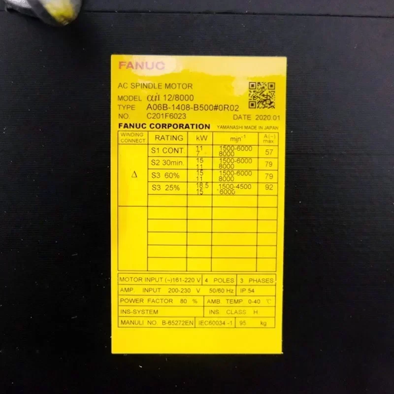 Japan AC Servo Motor A06B-1408-B500 FANUC Spindle Motor Japan AC Servo Motor A06B-1408-B500 FANUC Spindle Motor