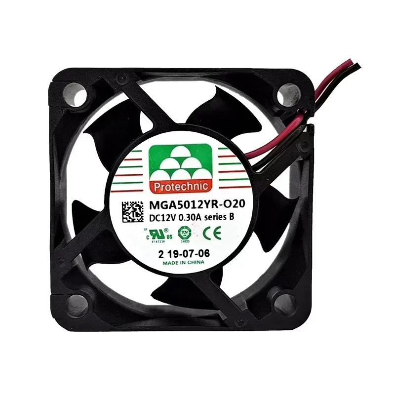 MGA5012YR-O20(B) Protechnic 12V Axial Fan Ball Bearing 50x50x20mm 7000RPM 19.53CFM DC 0.3A