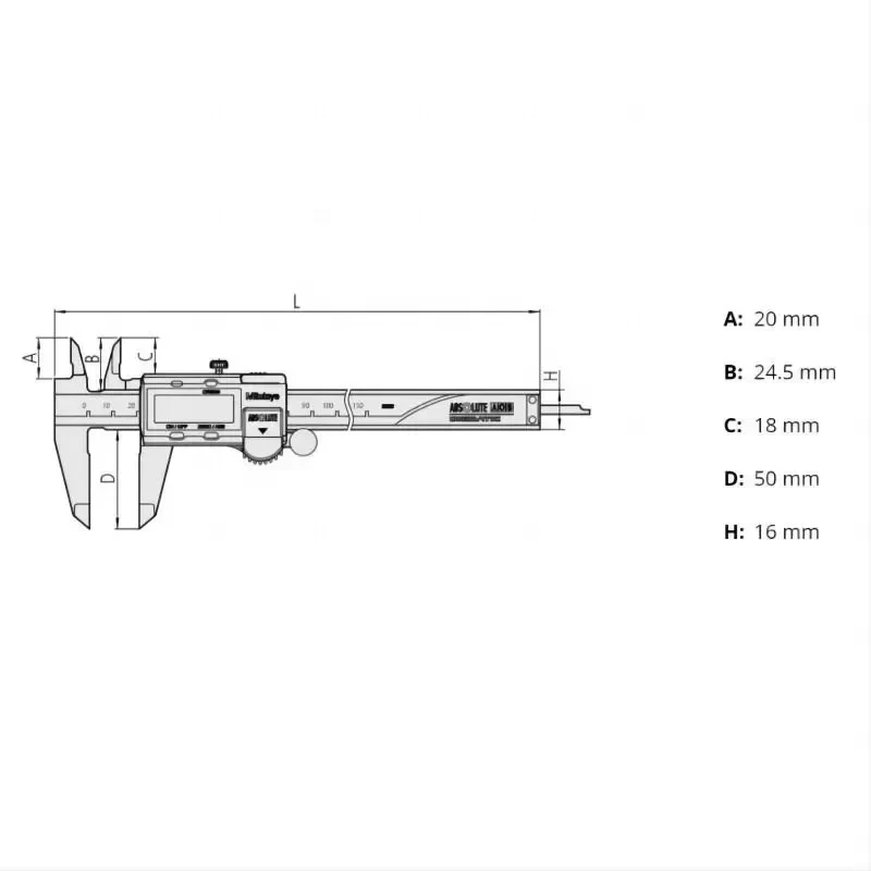 Mitutoyo 500-197-30 Absolute Digimatic Caliper to 200mm Metric and Inch Calipers Mitutoyo 500-197-30 Absolute Digimatic Caliper to 200mm Metric and Inch Calipers
