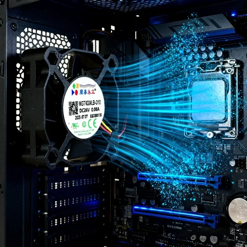 Protechnic MGT4024LB-O10 24V Axial Fan Plastic Blades 0.06A 40x40x10mm 4600RPM 4.25CFM Dual Ball