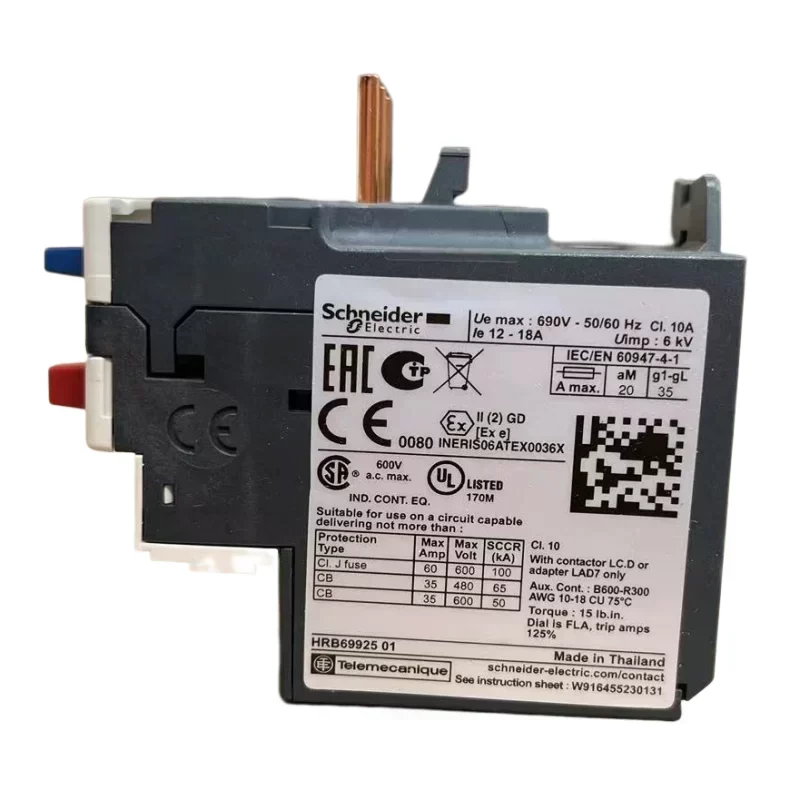 Schneider 10A LR3D21 Thermal Overload Relays Miniature Size Sealed Protection Class 12..18 Schneider 10A LR3D21 Thermal Overload Relays Miniature Size Sealed Protection Class 12..18