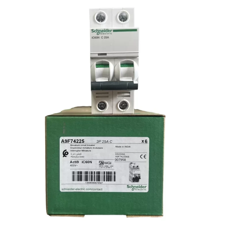 Schneider 25A Miniature Circuit Breaker MCB Acti 9 2-Pole C Curve Circuit Breaker PA66 Material 10ka Breaking Capacity Schneider 25A Miniature Circuit Breaker MCB Acti 9 2-Pole C Curve Circuit Breaker PA66 Material 10ka Breaking Capacity