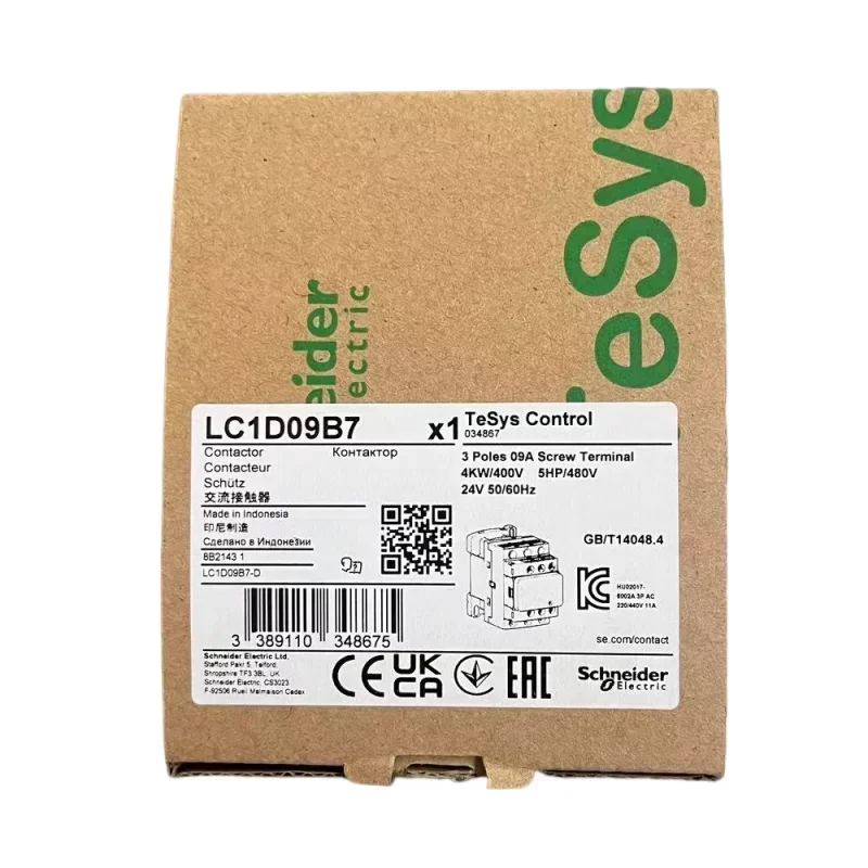 Schneider Ac Magnetic Contactor LC1D09B7 9A 24VAC Schneider Ac Magnetic Contactor LC1D09B7 9A 24VAC