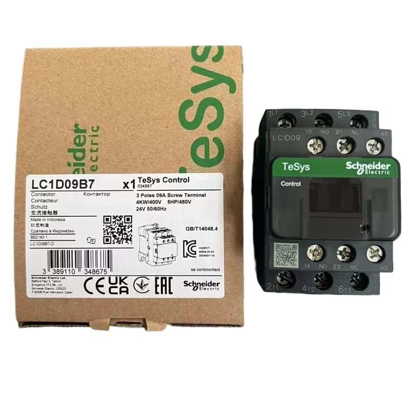 Schneider Ac Magnetic Contactor LC1D09B7 9A 24VAC Schneider Ac Magnetic Contactor LC1D09B7 9A 24VAC