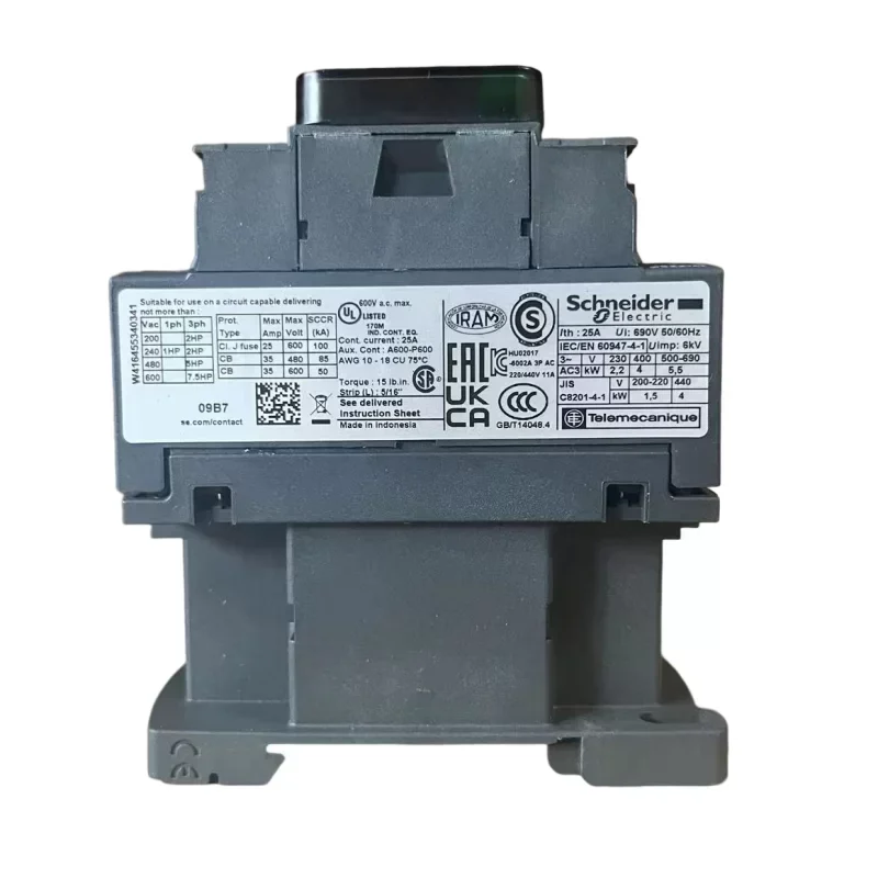 Schneider Ac Magnetic Contactor LC1D09B7 9A 24VAC Schneider Ac Magnetic Contactor LC1D09B7 9A 24VAC