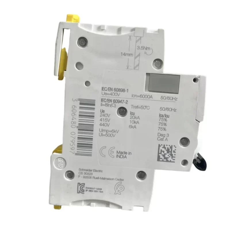 Schneider MCB IC60N C Curve 2 Poles 32A DC AC Thermal-Magnetic A9F74232 Schneider MCB IC60N C Curve 2 Poles 32A DC AC Thermal-Magnetic A9F74232