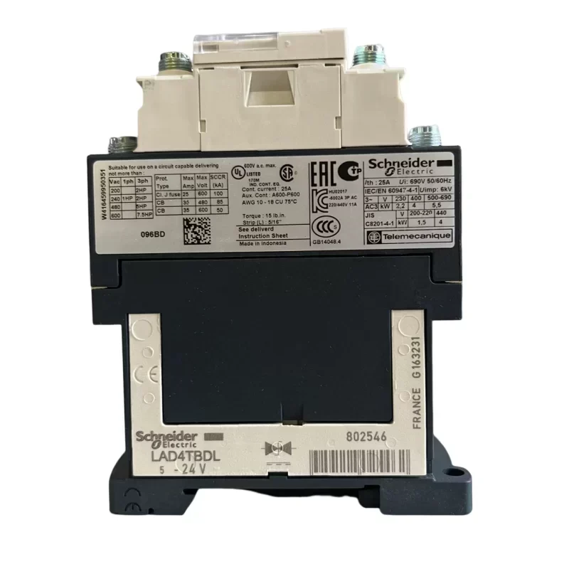 Schneider Telemecanique Magnetic Contactor LC1D096BD 3P 24VDC 9A Schneider Telemecanique Magnetic Contactor LC1D096BD 3P 24VDC 9A