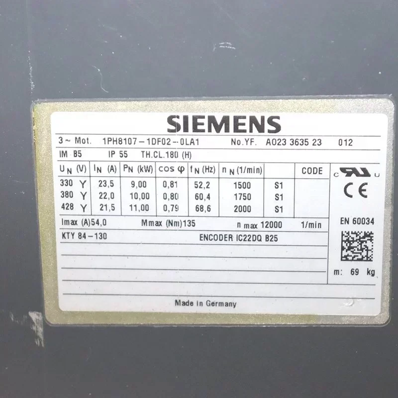 Siemens 1PH81051DF020LA1 SIMOTICS M Compact Asynchronous Motor 1PH8107-1DF02-0LA1 Siemens Motor Siemens 1PH81051DF020LA1 SIMOTICS M Compact Asynchronous Motor 1PH8107-1DF02-0LA1 Siemens Motor